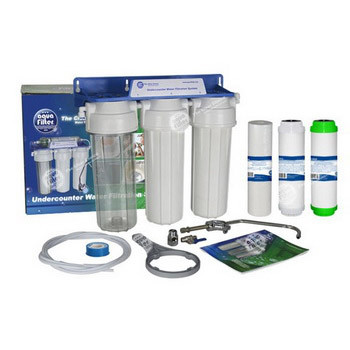 Натрубный фильтр 10" с прозрач. корпус.и синей крыш,с воздуш.кл.-резьба 3/4",ключ,кроншт. АКВАБРАЙТ