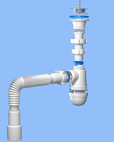 Сифон С0115 выпуск нержавеющая сталь
