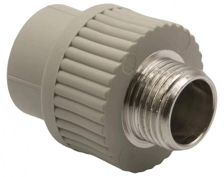 Комбинированная муфта 20х3/4" с наружной резьбой в белом и сером цвете